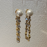 Pearl CZ chain earrings