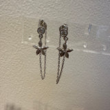 CZ flower chain earrings