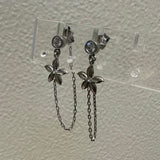 CZ flower chain earrings