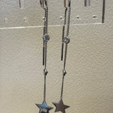 Long chain Cz star earrings