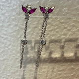 Pink Cz butterfly earrings