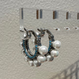 Turquoise Cz pearls earrings