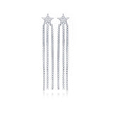 star-triple-chain-long-stud-earrings-silver
